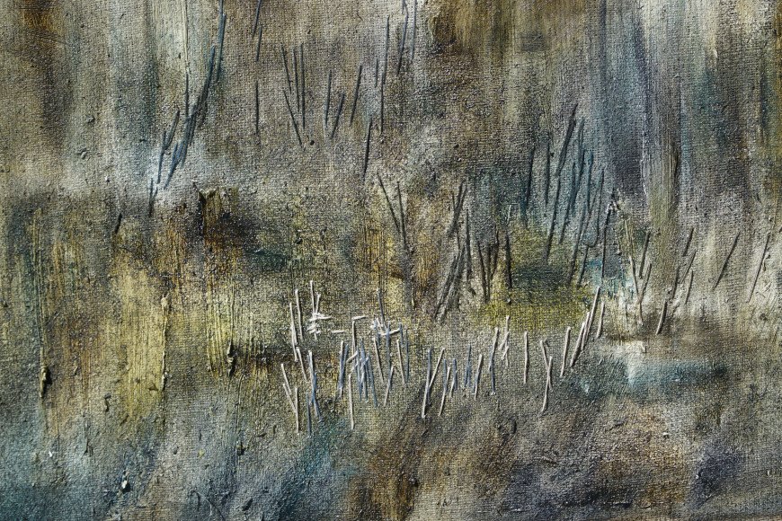 Fragment, Bieda z Nędzą,  olej, nić / płótno, 72 x 105 cm, praca dostępna, cena 12.000 zł