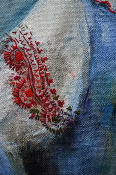 fragment, Tancerka, olej, nić / płótno, 90 x 65 cm, cena: 12.000 zł